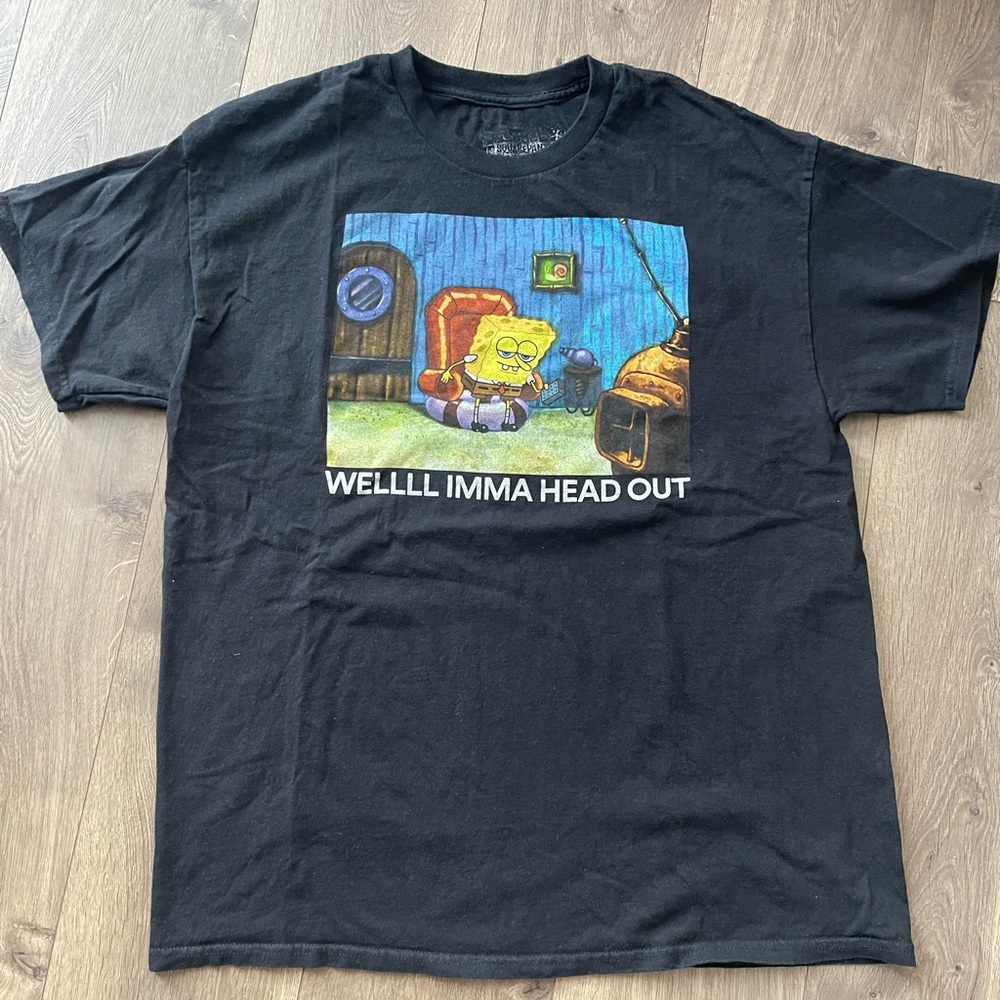 SpongeBob Squarepants Black Tee - Short Sleeve Mens XL